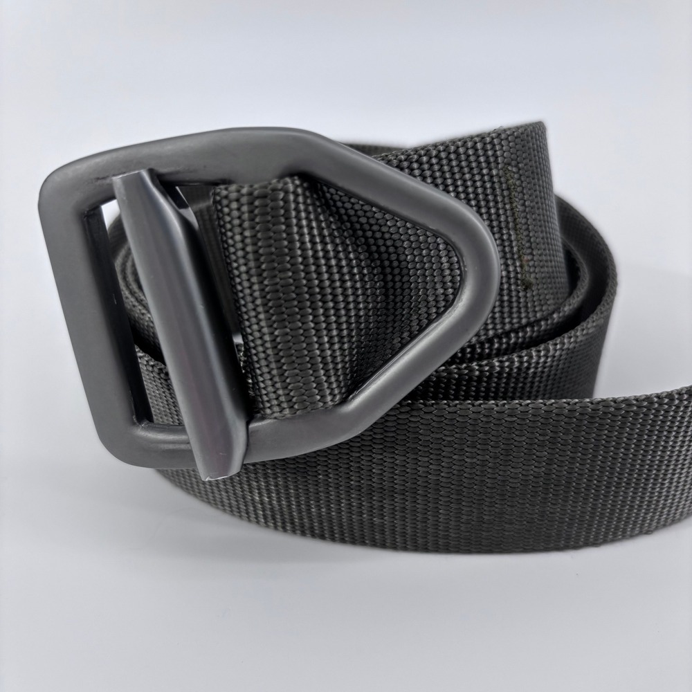 Bison Designs V Ring Heavy‎ Duty Webbing Belt Mens L Gray Tactical Hiking USA